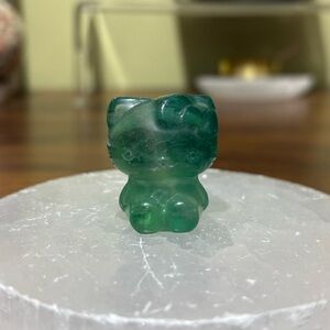 Green fluorite hello kitty carving